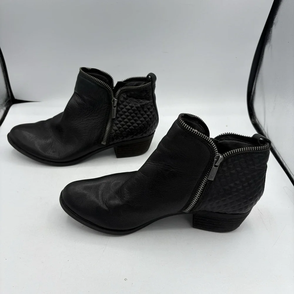Lucky Brand Ankle Boots Womens Size 9 M Bartalino Black‎ Double Zip Booties